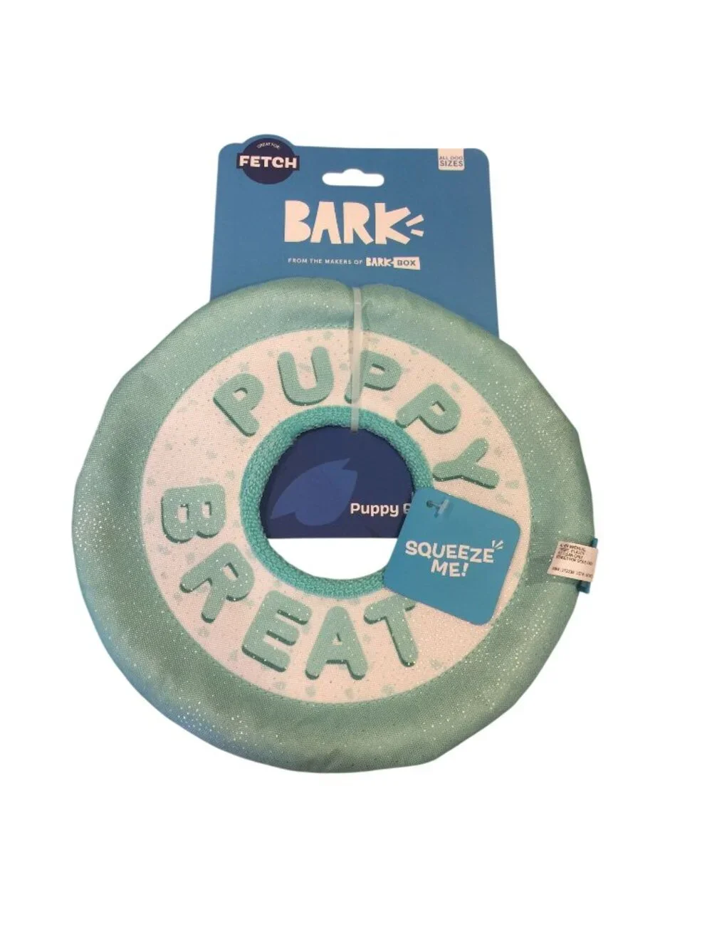 BARK Puppy Breath Mint Aqua Rope Crinkle Toss Dog Toy 9